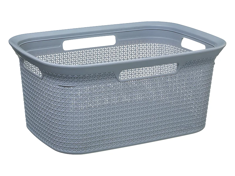 Panier à Linge 45L Gris 4 poignées intégrées L 59 x P 41 x H 27.7 cm