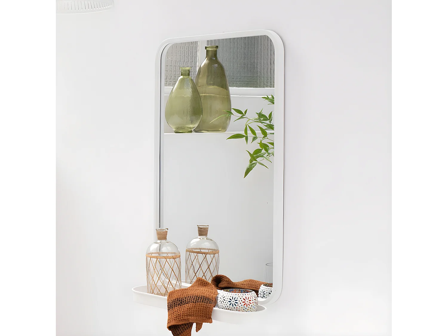 Miroir avec étagère en métal