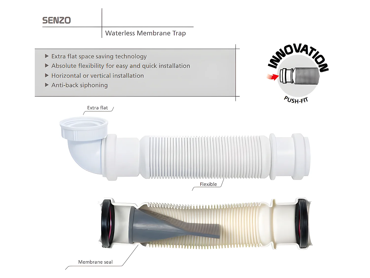 Sifón Lavabo Blanco Ahorro De Espacio Flexible 5/4