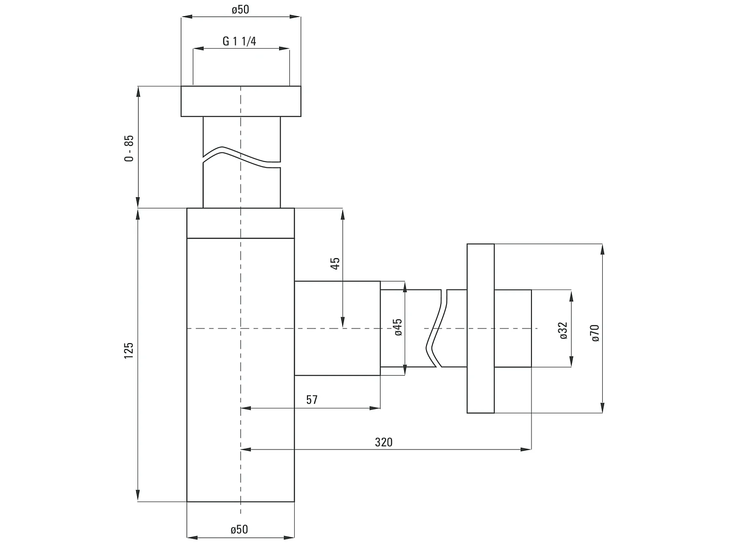 Sifón Lavabo Blanco Universal