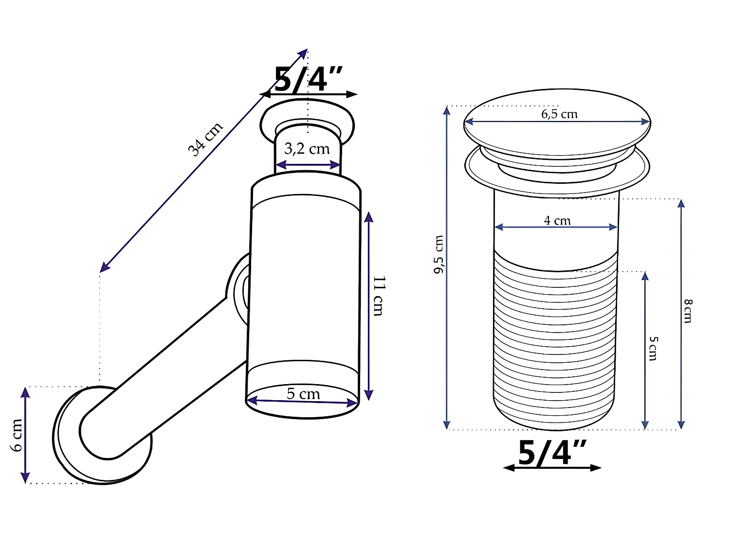 Sifón Lavabo Negro Con Válvula Lavabo Clic Clac Desbordarse
