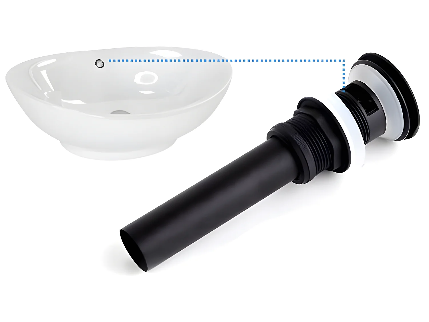 Sifón Lavabo Negro Con Válvula Lavabo Clic Clac Desbordarse