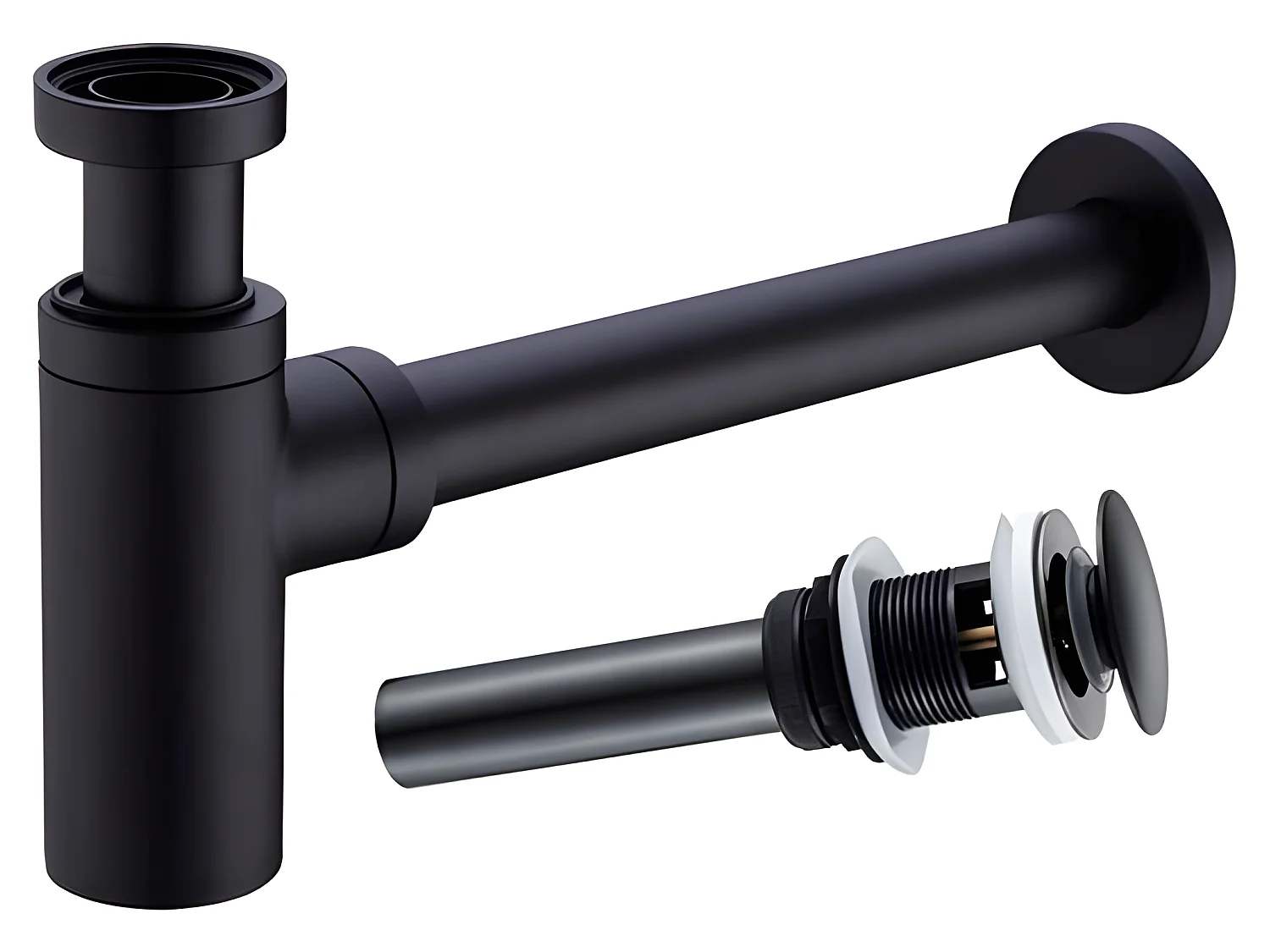 Sifón Lavabo Negro Con Válvula Lavabo Clic Clac Desbordarse