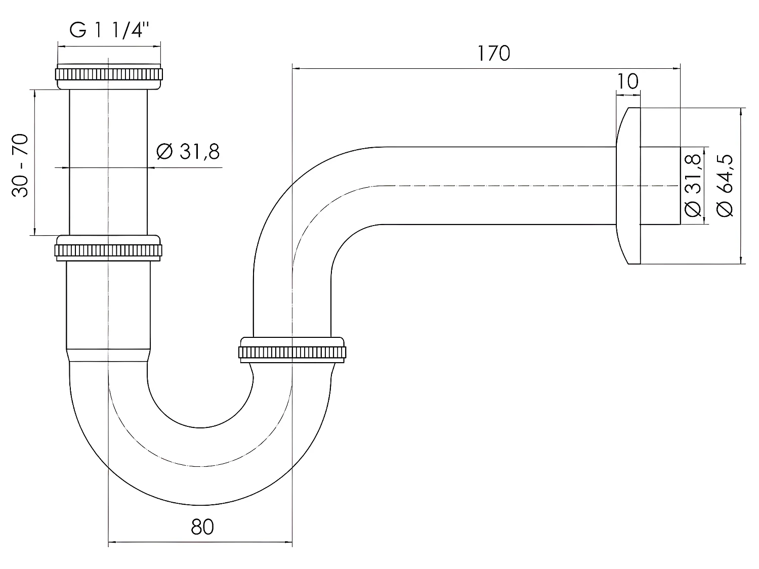 Siphon Waschbecken Chrom Universal