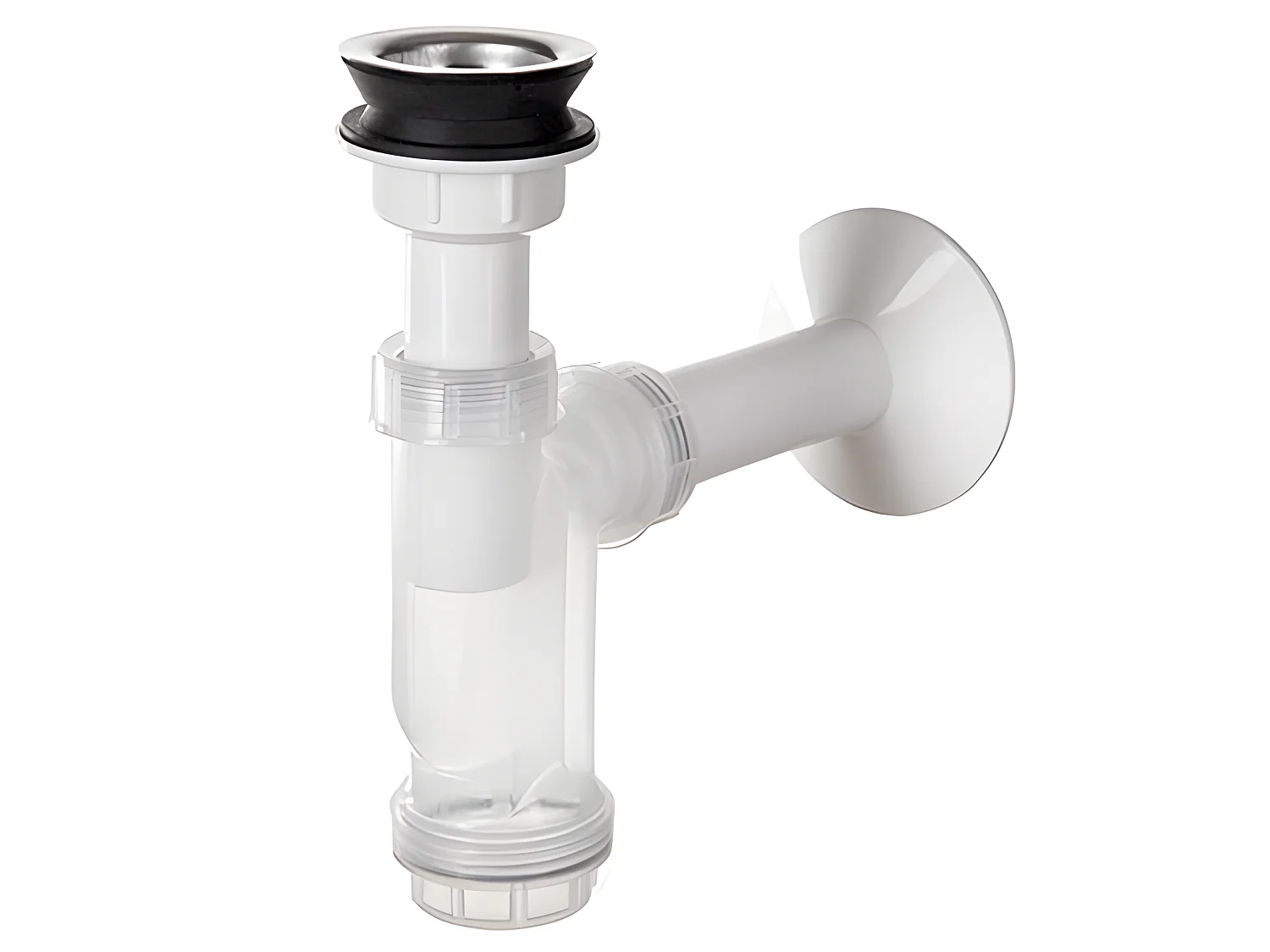 Siphon Lavabo Blanc Avec Corps Transparent 50Mm