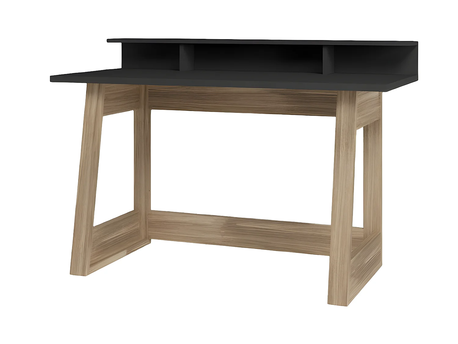 Bureau Gamer avec Surmeuble 135 cm Chêne et Noir