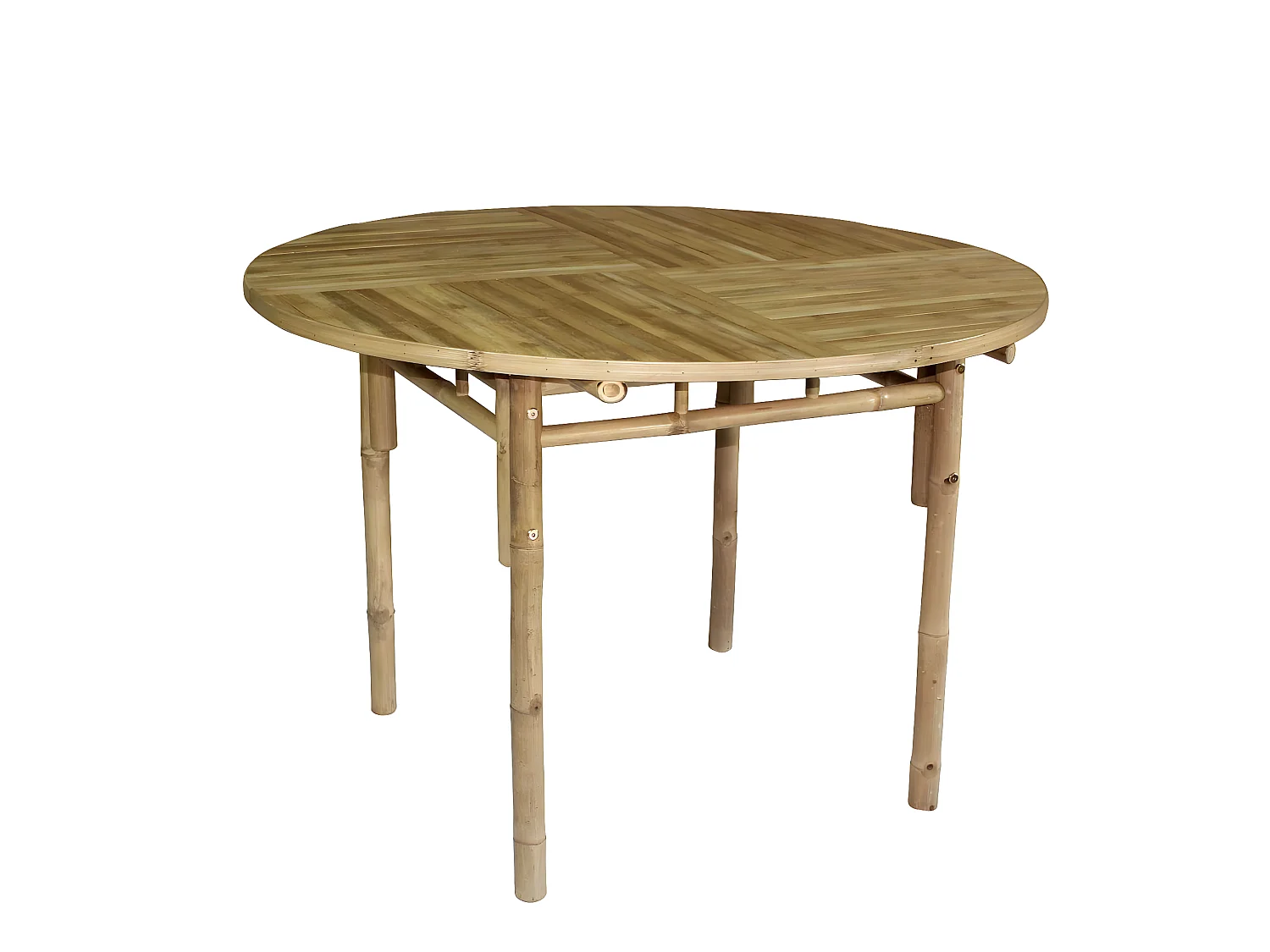 Mesa de jardín redonda de bambú