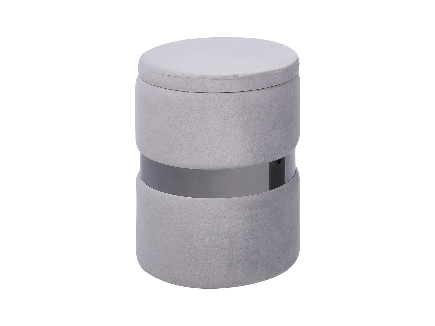 Pouf mit Stauraum rund Samt grau Metall 2er Set Sitzhocker Glamour Look Doris