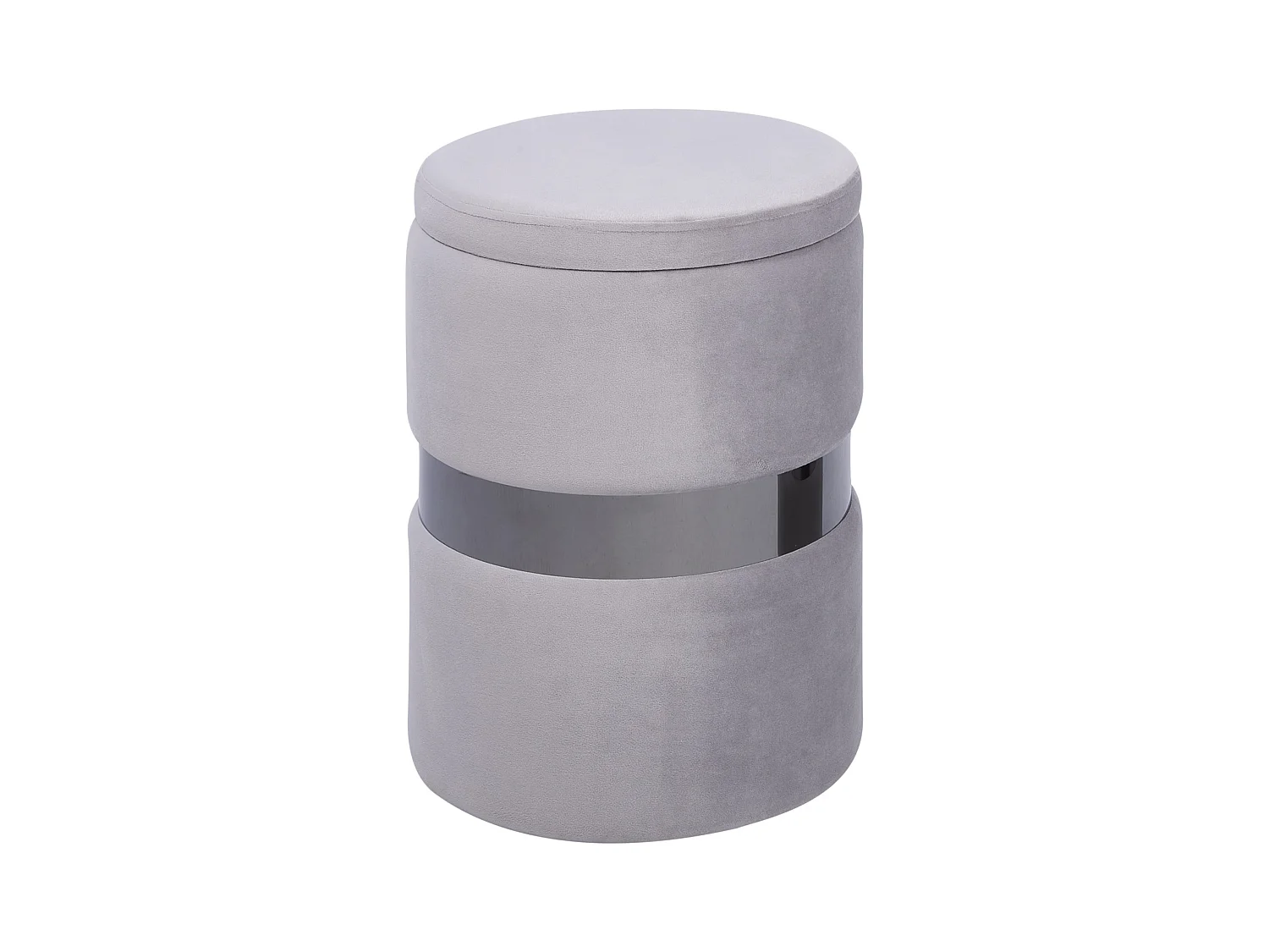 Pouf mit Stauraum rund Samt grau Metall 2er Set Sitzhocker Glamour Look Doris