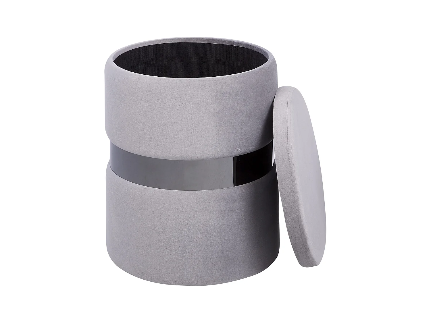 Pouf mit Stauraum rund Samt grau Metall 2er Set Sitzhocker Glamour Look Doris