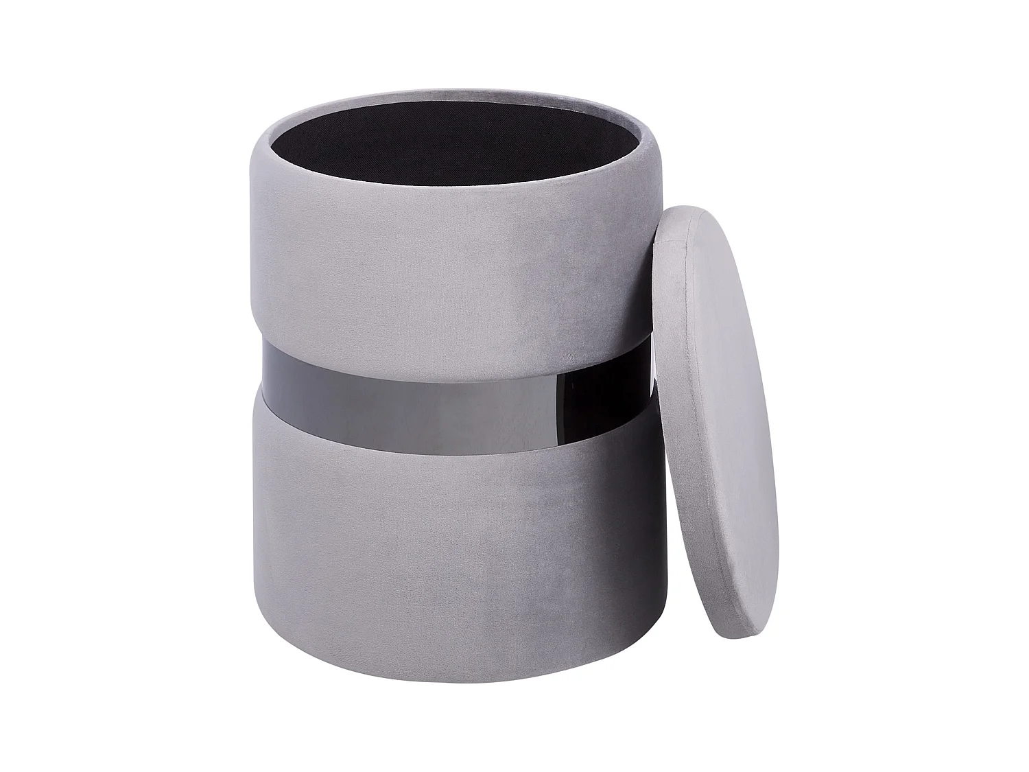 Pouf mit Stauraum rund Samt grau Metall 2er Set Sitzhocker Glamour Look Doris