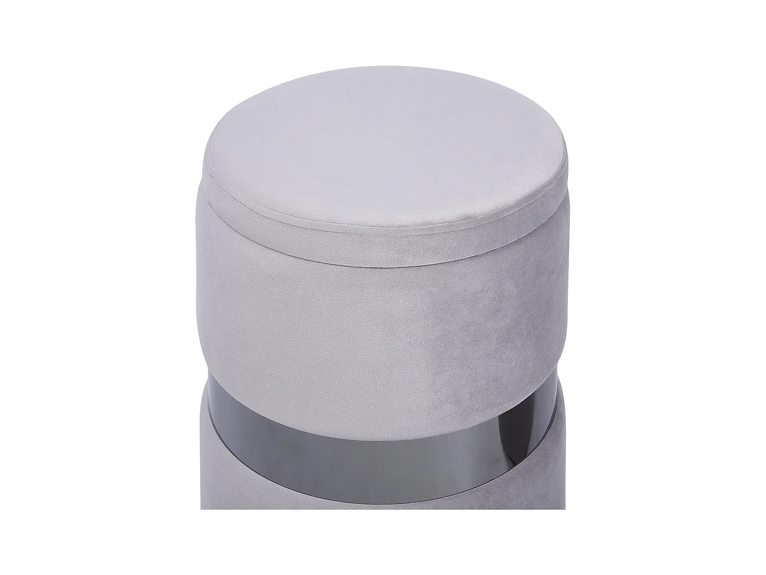 Pouf mit Stauraum rund Samt grau Metall 2er Set Sitzhocker Glamour Look Doris