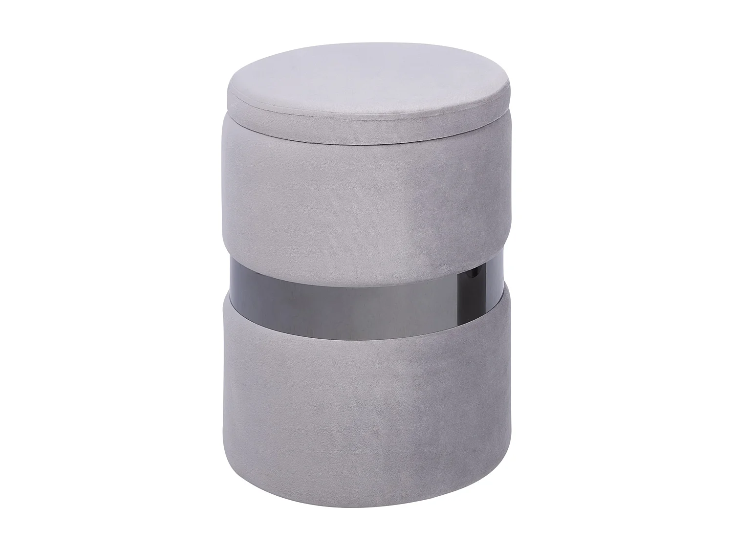 Pouf mit Stauraum rund Samt grau Metall 2er Set Sitzhocker Glamour Look Doris