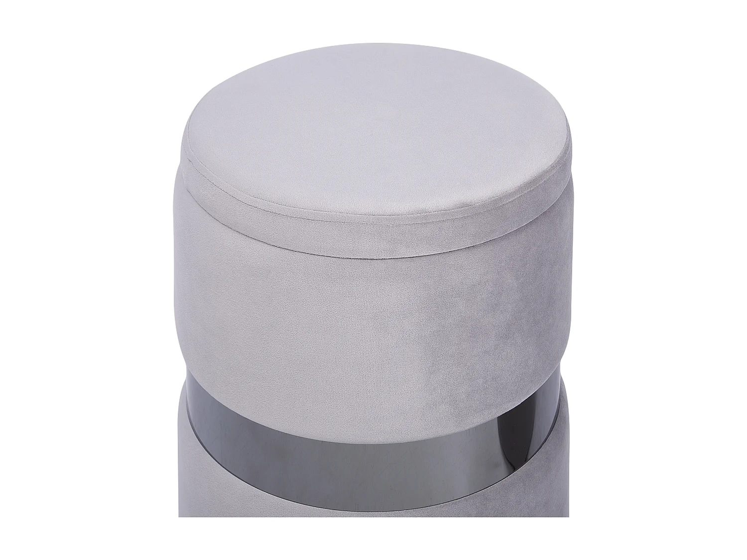 Pouf mit Stauraum rund Samt grau Metall 2er Set Sitzhocker Glamour Look Doris