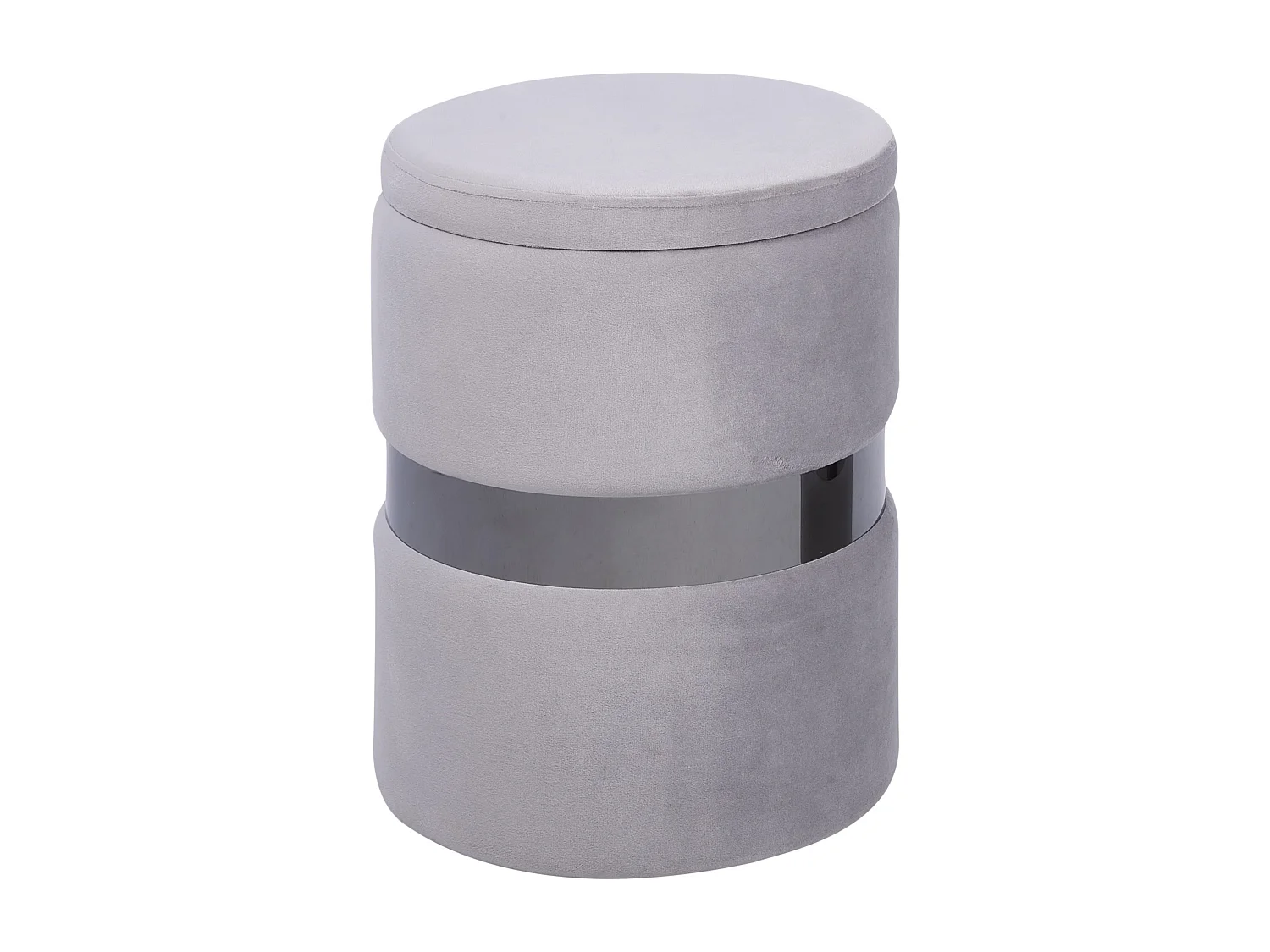 Pouf mit Stauraum rund Samt grau Metall 2er Set Sitzhocker Glamour Look Doris