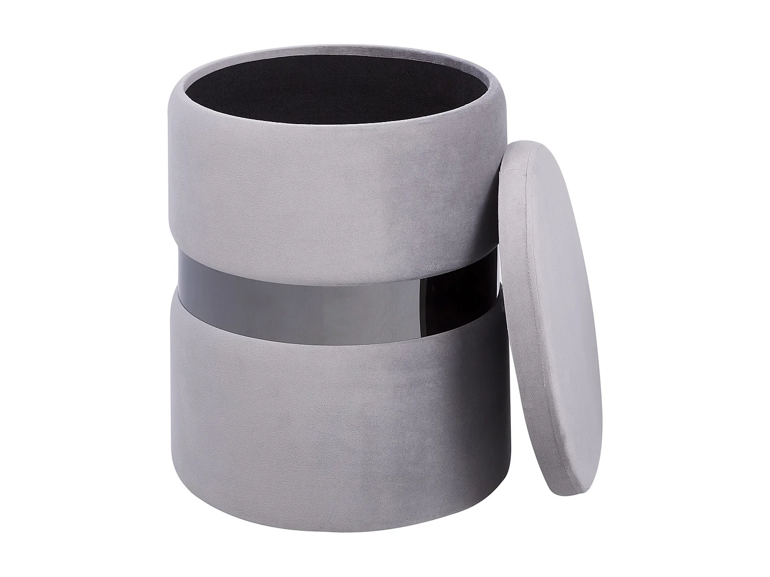 Pouf mit Stauraum rund Samt grau Metall 2er Set Sitzhocker Glamour Look Doris