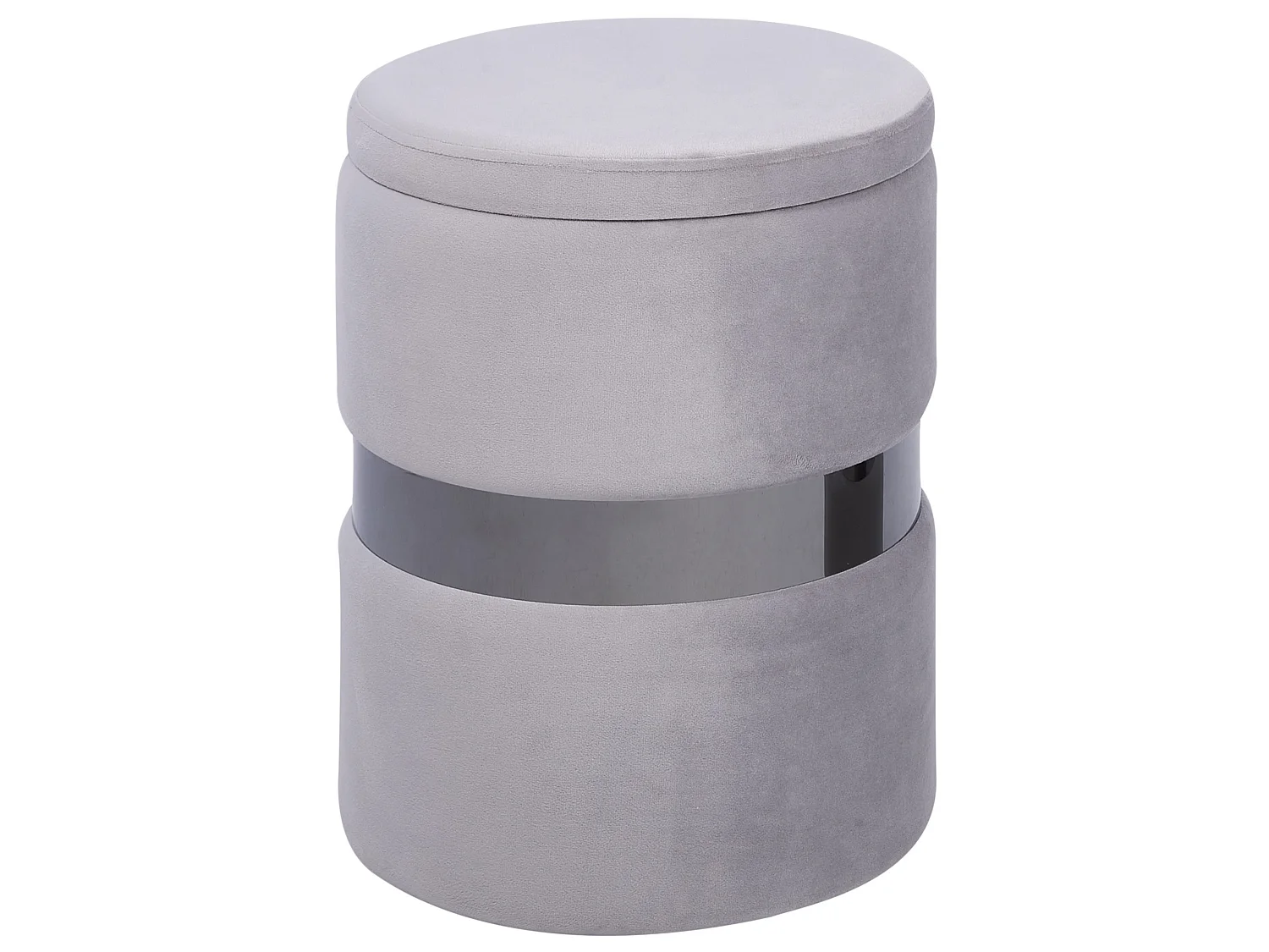 Pouf mit Stauraum 2er Set DORIS Samtstoff Hellgrau 35/30 cm 35/30 cm 44/36 cm