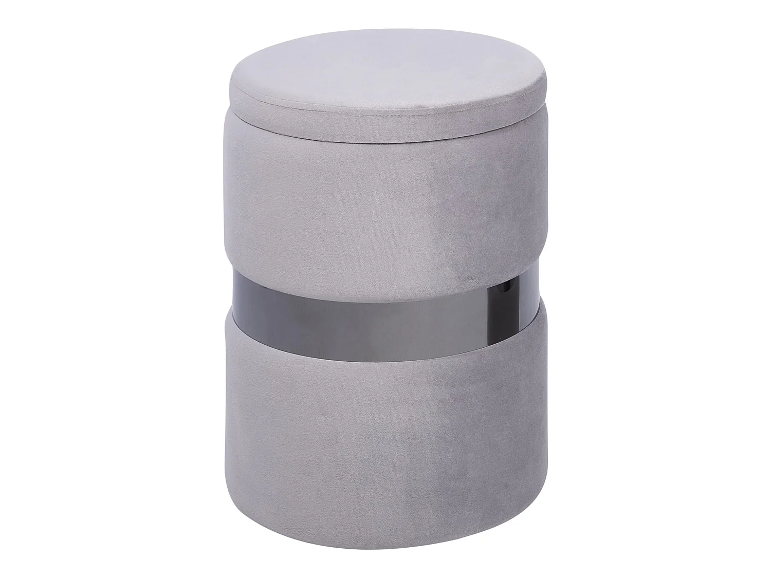 Pouf mit Stauraum 2er Set DORIS Samtstoff Hellgrau 35/30 cm 35/30 cm 44/36 cm
