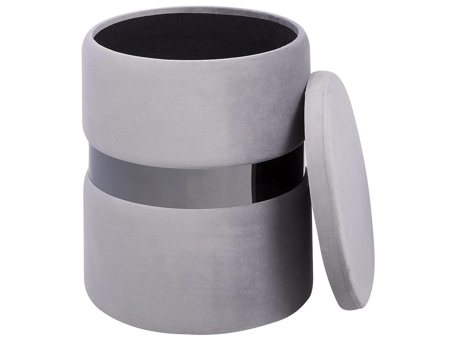 Pouf mit Stauraum 2er Set DORIS Samtstoff Hellgrau 35/30 cm 35/30 cm 44/36 cm