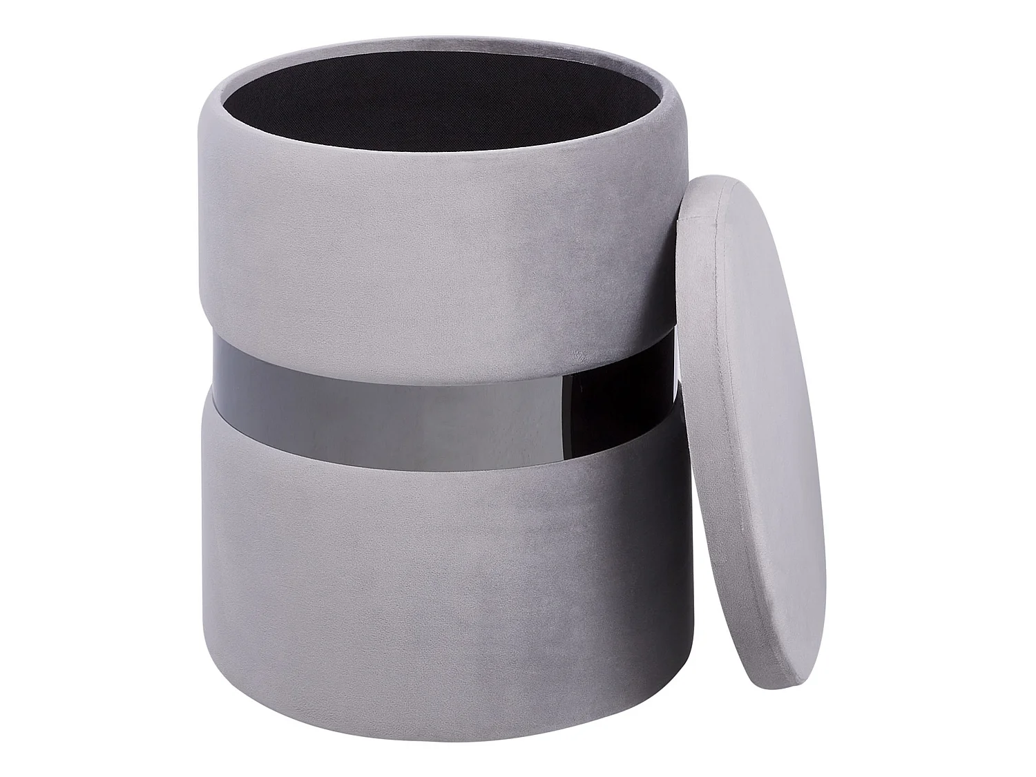 Pouf mit Stauraum 2er Set DORIS Samtstoff Hellgrau 35/30 cm 35/30 cm 44/36 cm