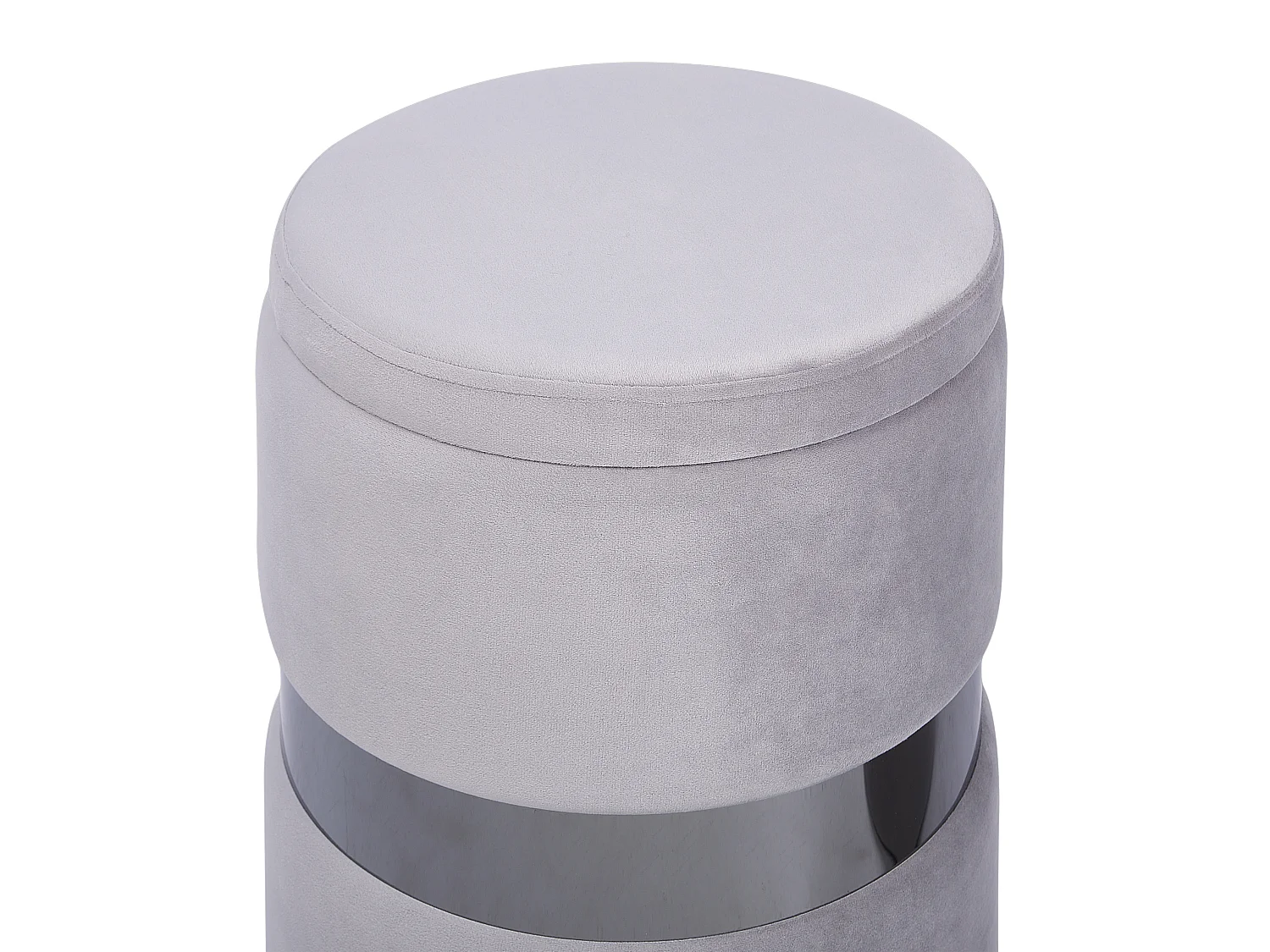 Pouf mit Stauraum 2er Set DORIS Samtstoff Hellgrau 35/30 cm 35/30 cm 44/36 cm