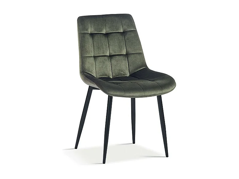 Silla de comedor de terciopelo con patas de metal verde KALI