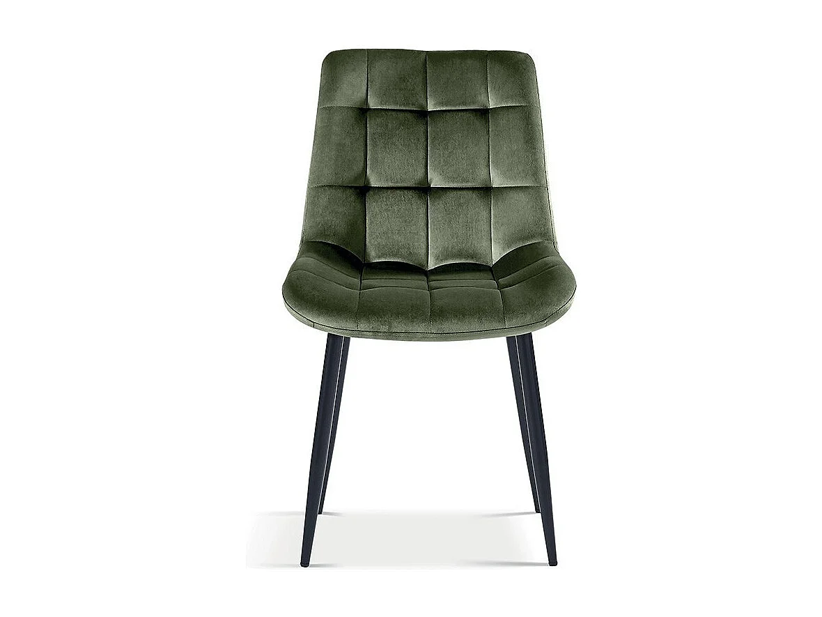 Cadeira de jantar de veludo com pernas de metal verde KALI