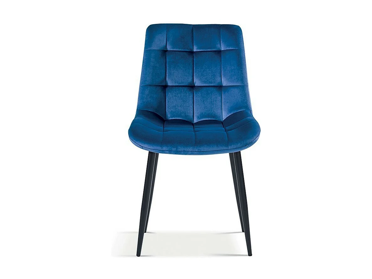 Cadeira de jantar de veludo com pés de metal azul KALI