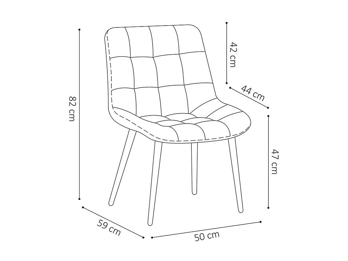 Chaise design KALI – Velours bleu et pieds métal