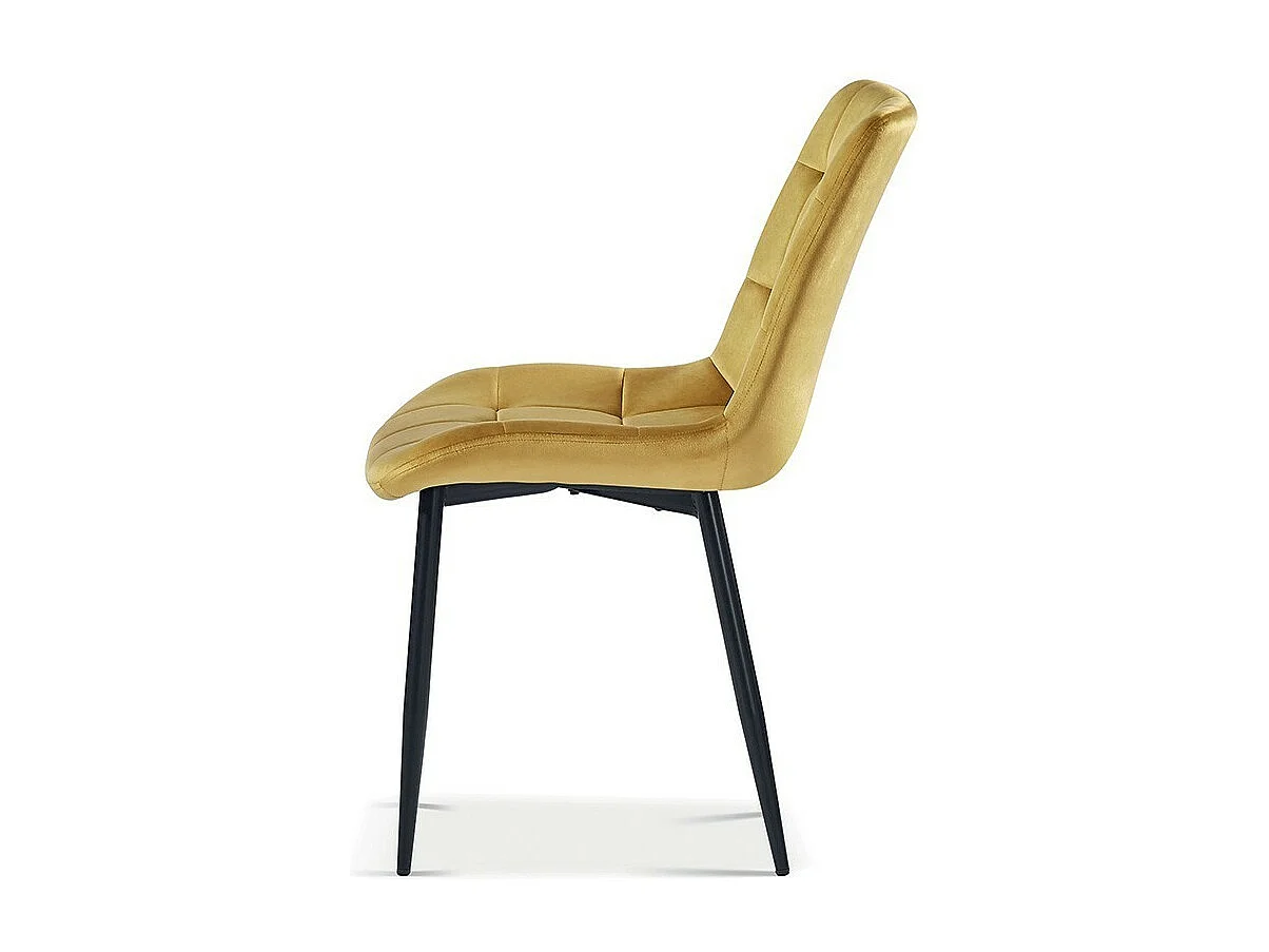 Chaise design KALI – Velours or et pieds métal