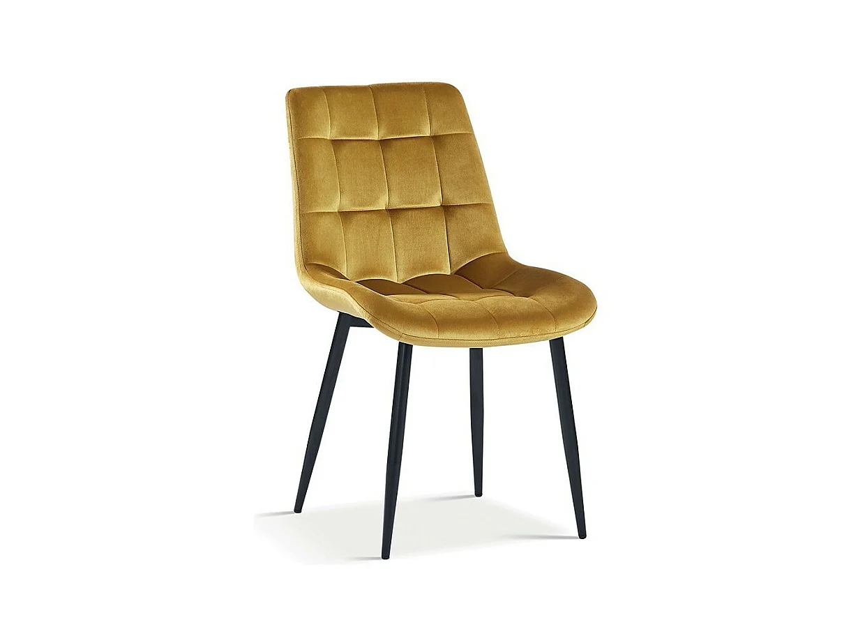 Chaise design KALI – Velours or et pieds métal
