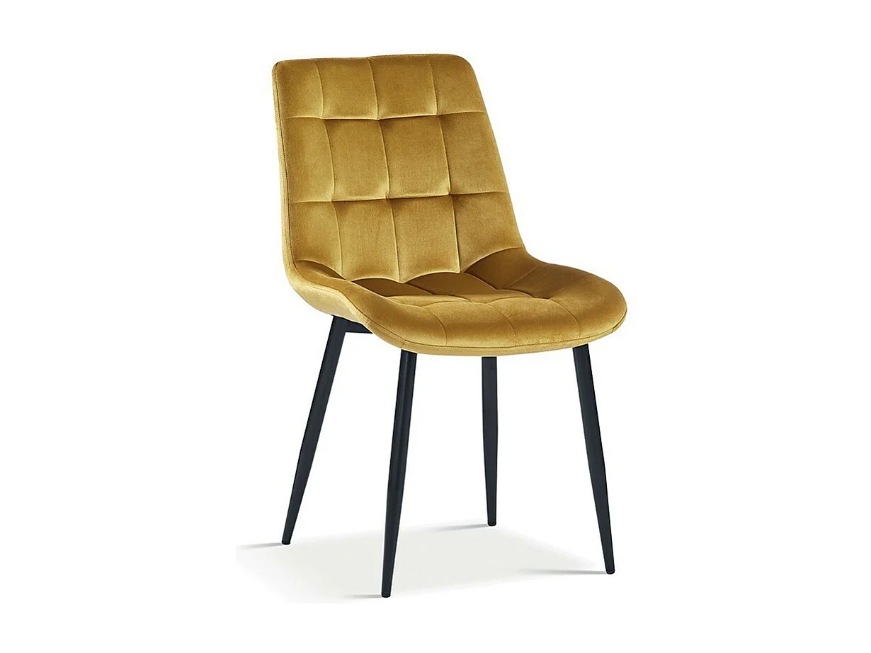 Chaise design KALI – Velours or et pieds métal