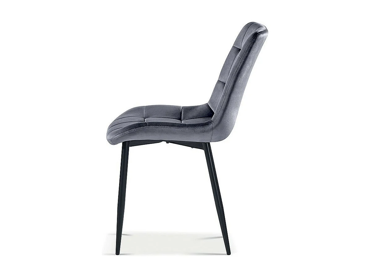 Chaise design KALI – Velours taupe et pieds métal
