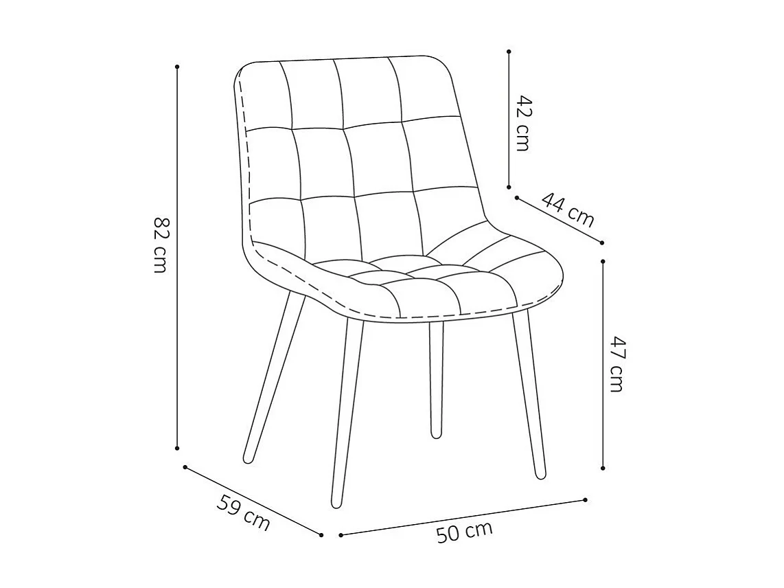 Chaise design KALI – Velours taupe et pieds métal