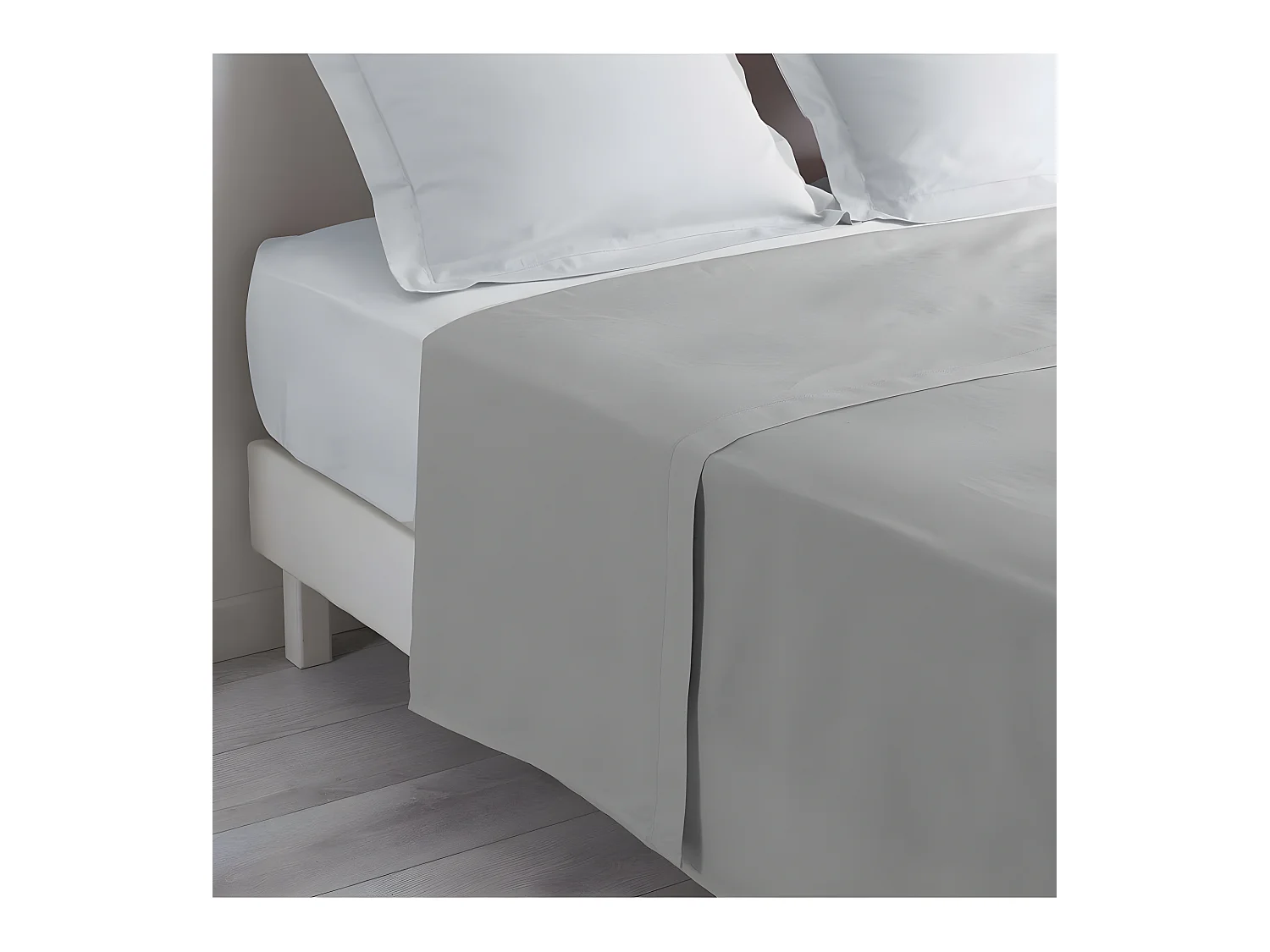 Drap plat uni - 180 x 290 cm - Lina - Gris