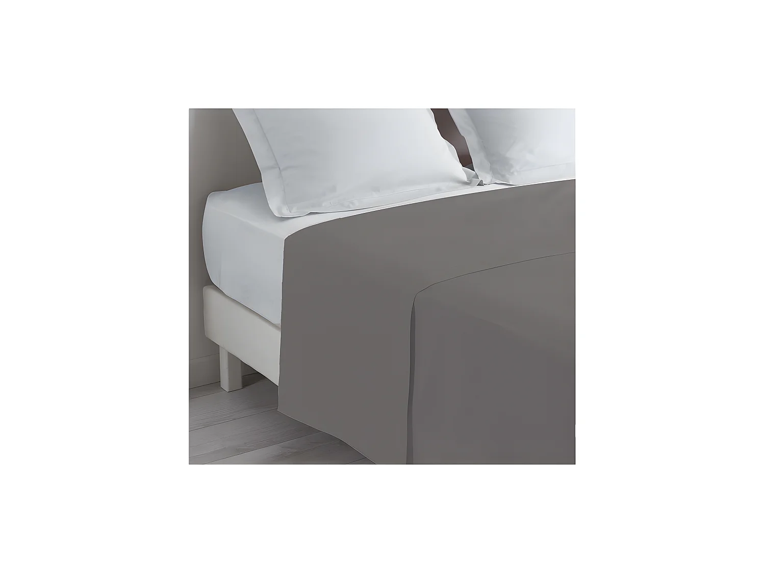Drap plat en coton "Lina" - Gris souris - 180 x 290 cm