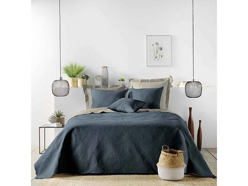 Couvre-Lit Matelassé "Romane" 220x240cm Bleu