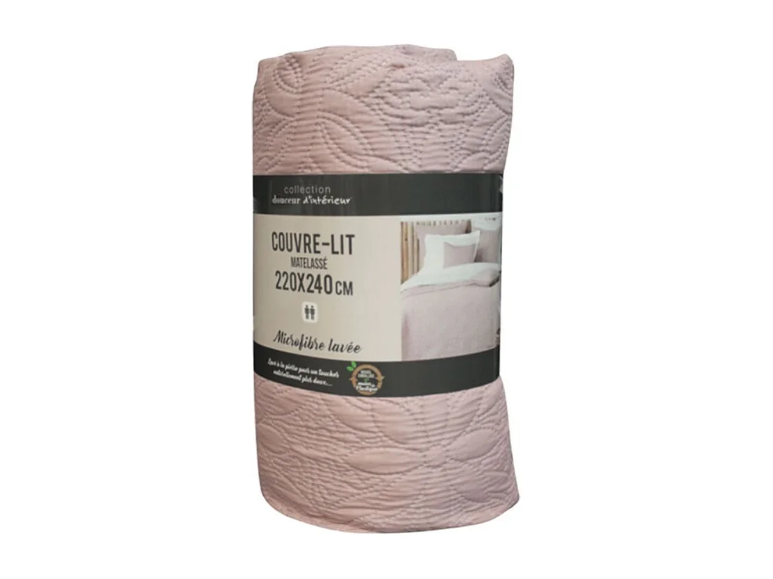 Couvre-Lit Matelassé "Florette" 220x240cm Rose