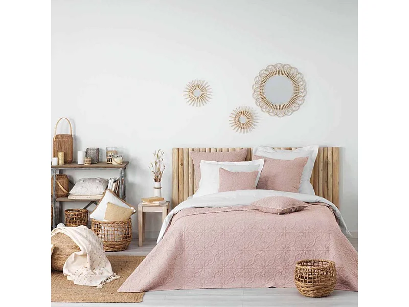 Couvre-Lit Matelassé "Florette" 220x240cm Rose