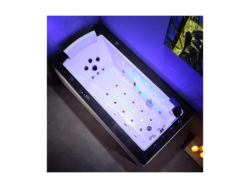 Baignoire Balnéo LORD SOLO MAX Black DROITE - 1 Place ARCHIPEL® 180X90