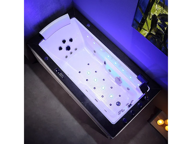 Baignoire Balnéo LORD SOLO MAX Black DROITE - 1 Place ARCHIPEL® 180X90