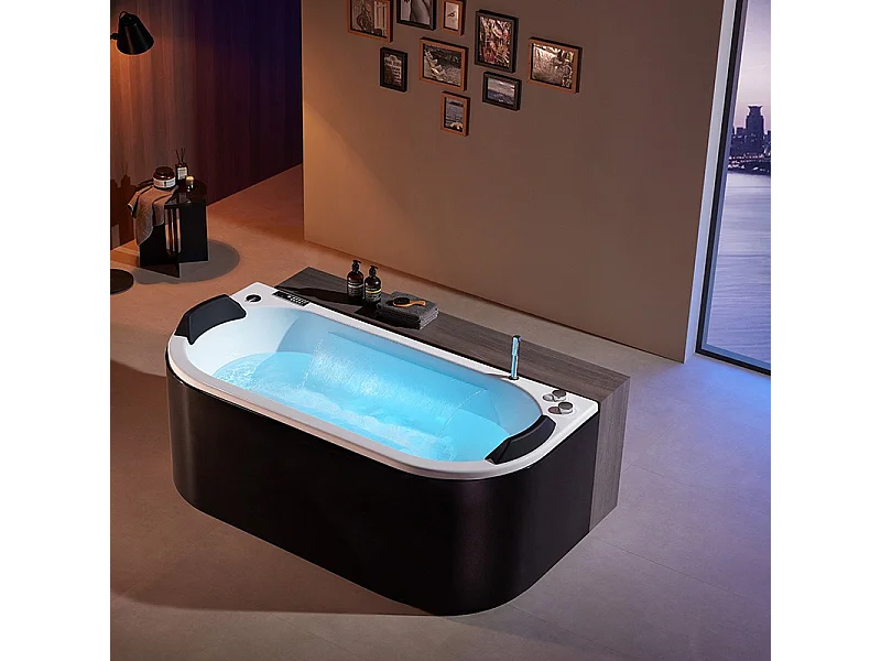 Baignoire balneo NEO BLACK 1 place ARCHIPEL® 180x80