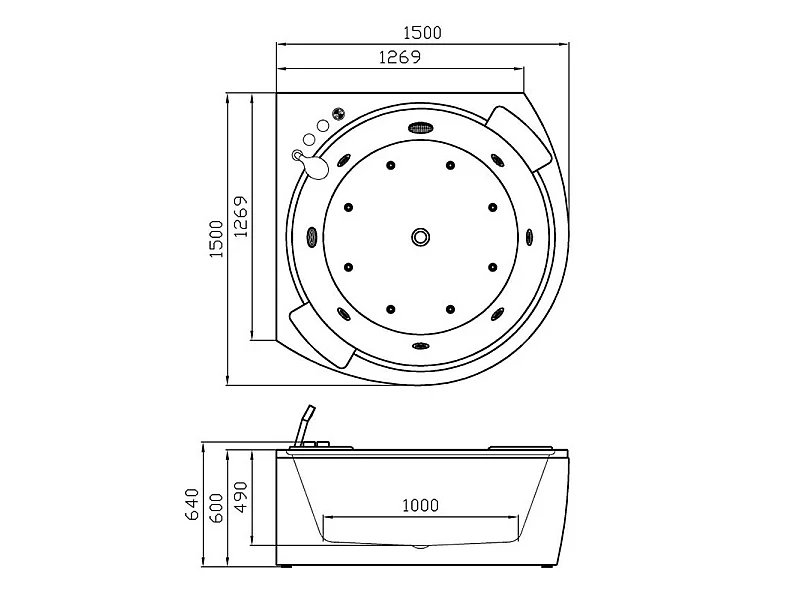 Baignoire balneo d'angle ELIXIR 360 Archipel® 150x150