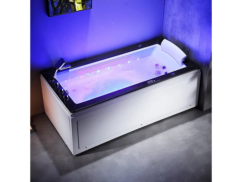 Baignoire Balnéo LORD SOLO MAX Black GAUCHE - 1 Place ARCHIPEL® 180X90