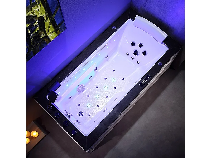 Baignoire Balnéo LORD SOLO MAX Black GAUCHE - 1 Place ARCHIPEL® 180X90