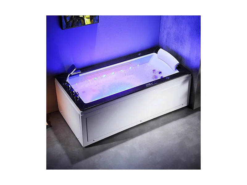 Baignoire Balnéo LORD SOLO MAX Black GAUCHE - 1 Place ARCHIPEL® 180X90