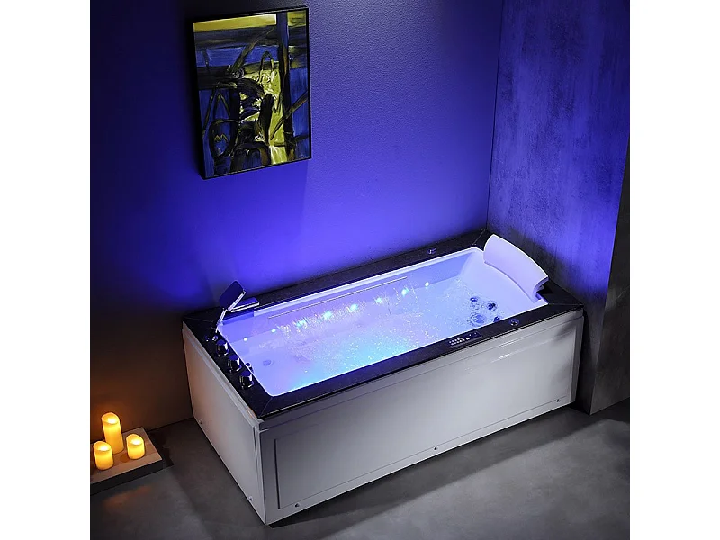 Baignoire Balnéo LORD SOLO MAX Black GAUCHE - 1 Place ARCHIPEL® 180X90