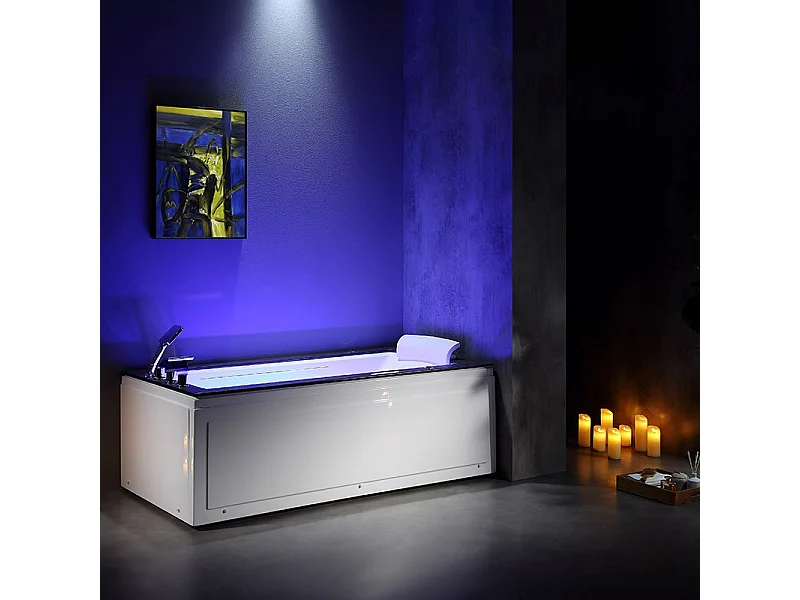 Baignoire Balnéo LORD SOLO MAX Black GAUCHE - 1 Place ARCHIPEL® 180X90