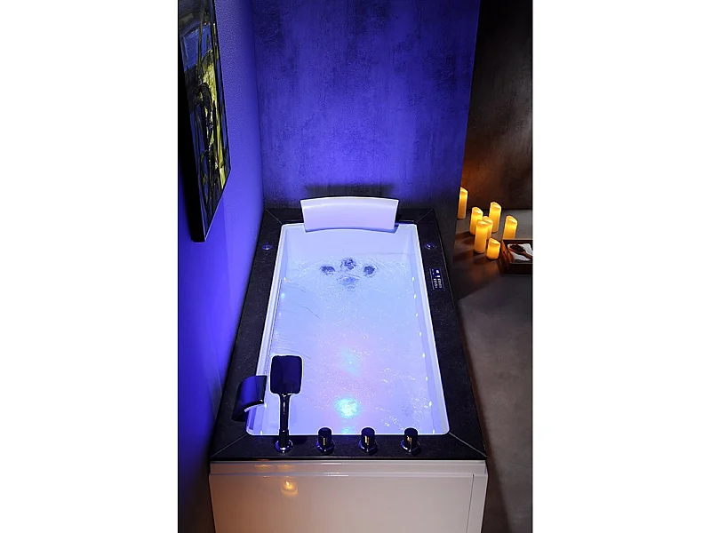 Baignoire Balnéo LORD SOLO MAX Black GAUCHE - 1 Place ARCHIPEL® 180X90