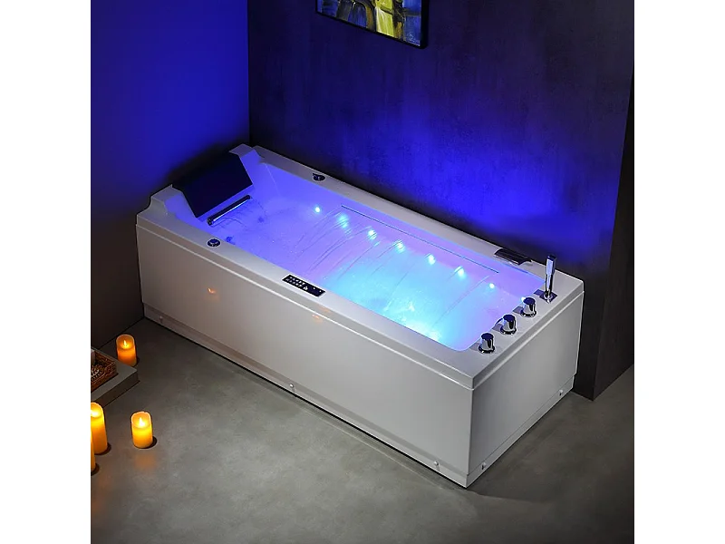 Baignoire balneo Lord Solo BLANC 1 place ARCHIPEL® 170x75 - DROITE